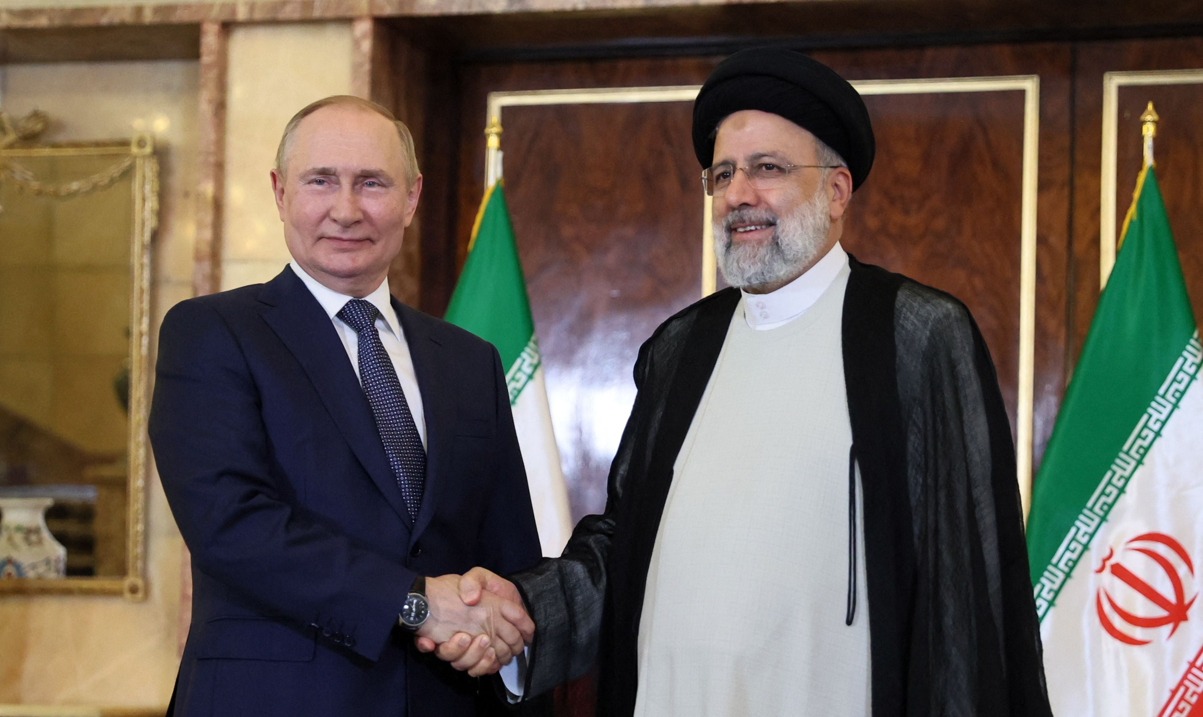 Russian President Vladimir Putin and Iran's President Ebrahim Raisi hold a meeting in Tehran on July 19, 2022