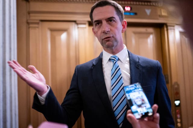 <p>Sen. Tom Cotton (R-Ark.) said  he would “look forward to making sure neither Khan, his associates nor their families never set foot again in the United States” </p>