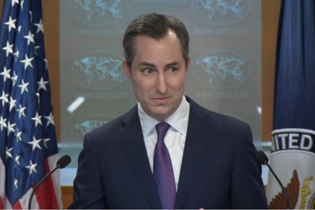 <p>State Department spokesman Matthew Miller hosts a press briefing on 20 May 2024</p>
