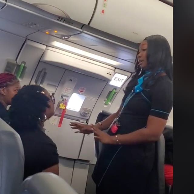 <p>A Frontier Airlines passenger gets into a disagreement with staff about exit row instructions</p>