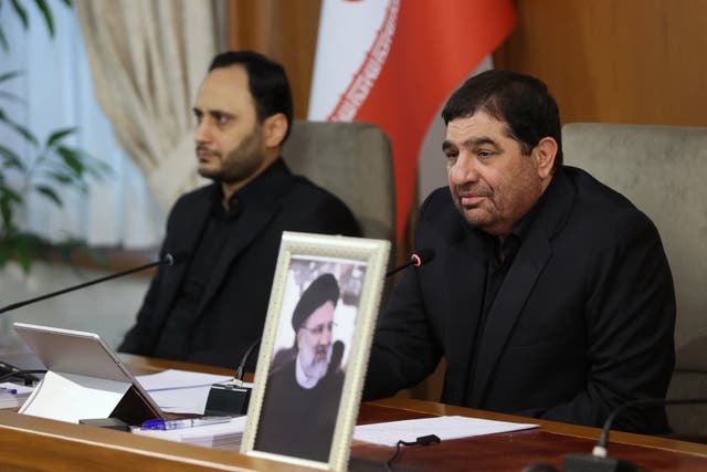 <p>Mohammad Mokhber (right) is the interim president following the death of president Ebrahim Raisi in a helicopter crash</p>