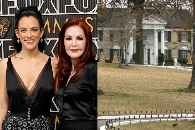 <p>Riley Keough (left) is trying to stop the sale of her grandfather’s Graceland Mansion</p>