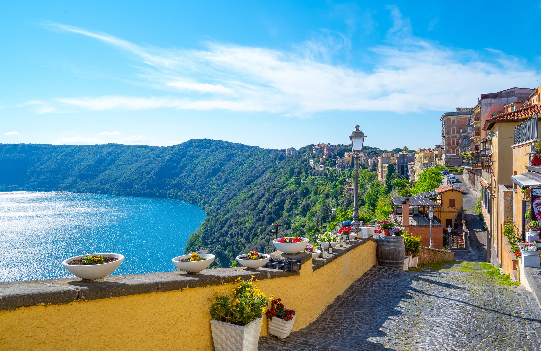 From Castel Gandolfo there are panoramic views of Lake Albano