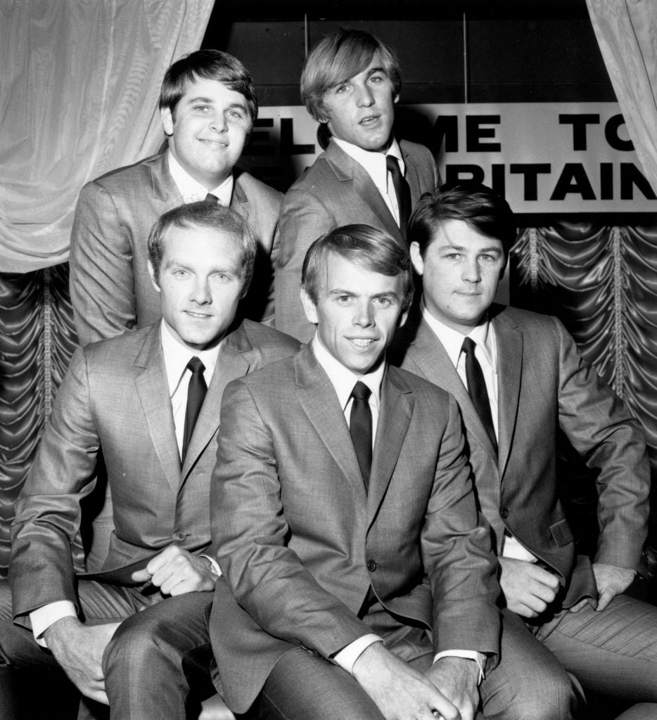 The Beach Boys in 1964, clockwise from top left: Carl Wilson (1946 - 1998), Dennis Wilson (1944 - 1983), Brian Wilson, Al Jardine and Mike Love