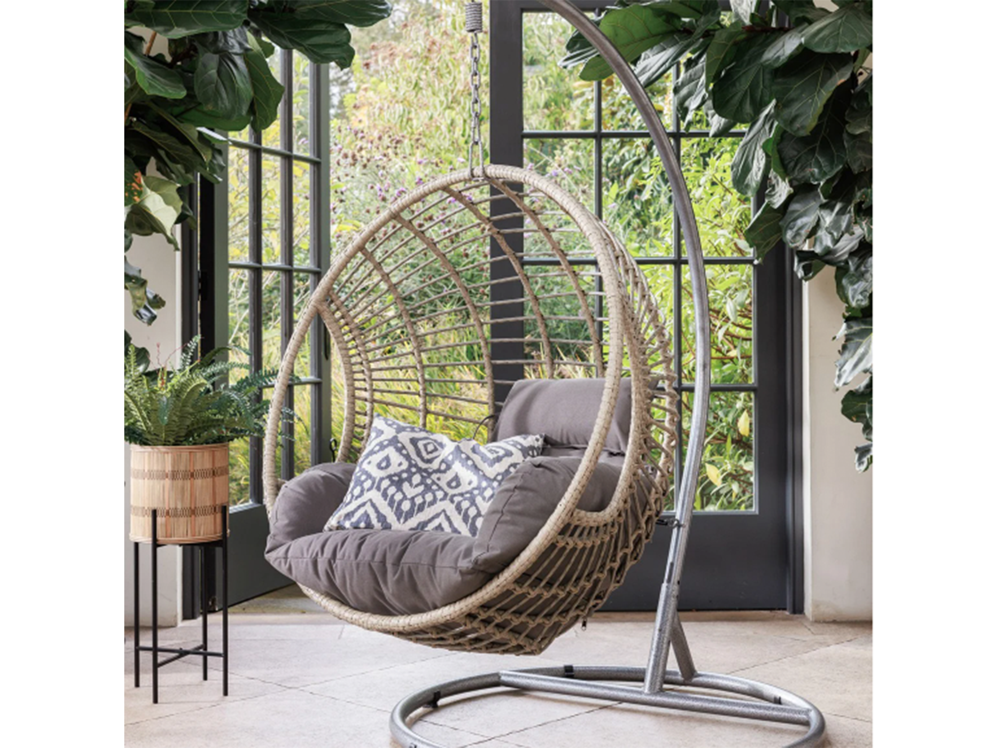 Barker and Stonehouse Castello natural garden swing hanging chair 