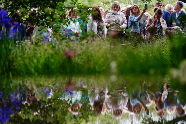 Guests view the Forest Bathing Garden, winner of the RHS Chelsea Best in Show, designed by first- time competitor Ula Maria (Victoria Jones/PA)
