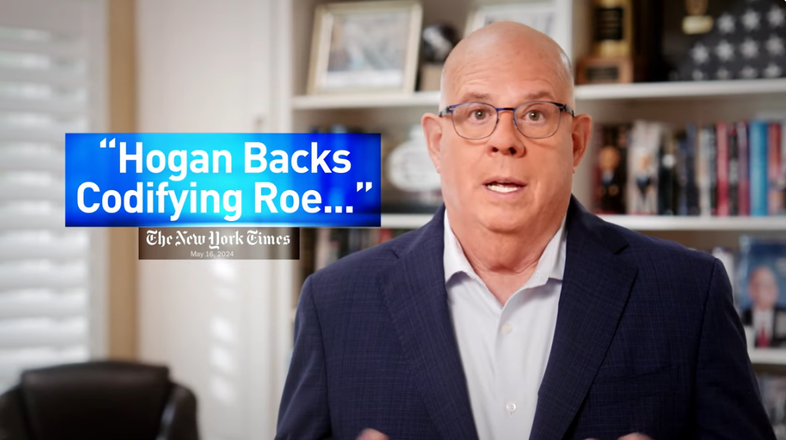 Maryland US Senate candidate Larry Hogan appears in an ad released on YouTube