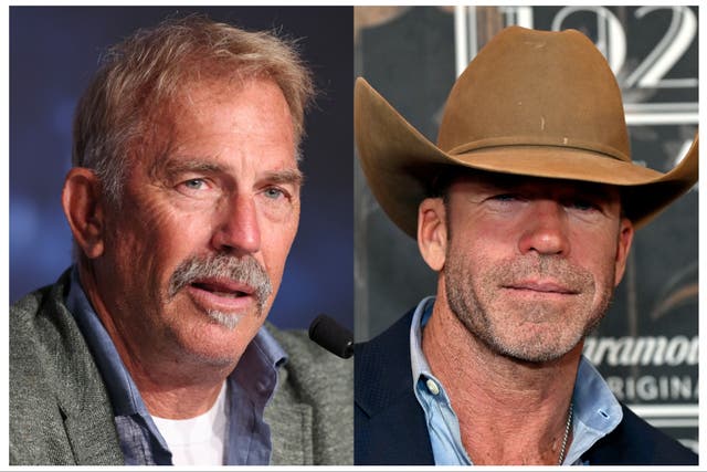 <p>Kevin Costner and ‘Yellowstone’ creator Taylor Sheridan</p>