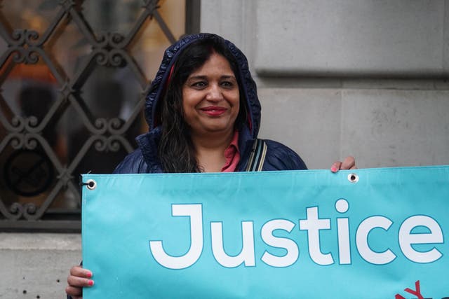 Seema Misra outside outside the Post Office Horizon IT inquiry on Wednesday (Jordan Pettitt/PA)