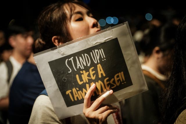 <p>Protesters gather outside Taiwan’s parliament in Taipei </p>
