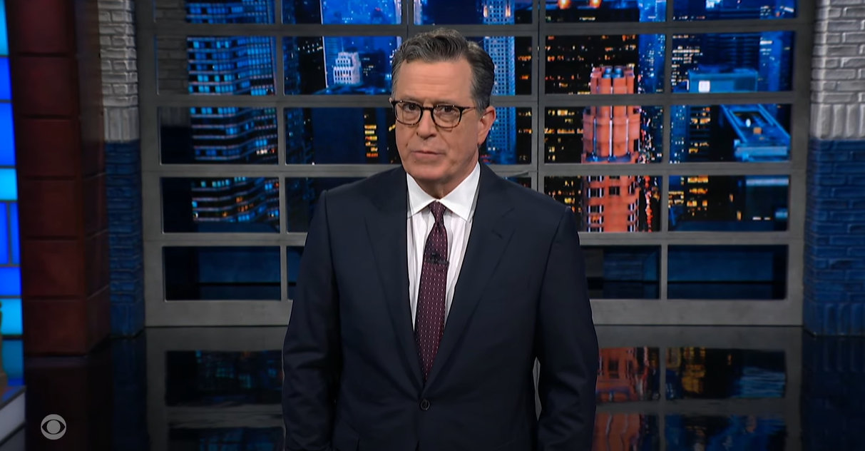 Stephen Colbert reacts to the problematic mistake made by the Trump campaign after a video uploaded to Truth Social included the words ‘unified Reich’