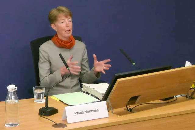 <p>Former Post Office chief executive Paula Vennells apologised for ‘all that subpostmasters and families… have suffered’ as her evidence to the Horizon IT inquiry got under way (Post Office Horizon IT Inquiry/PA)</p>
