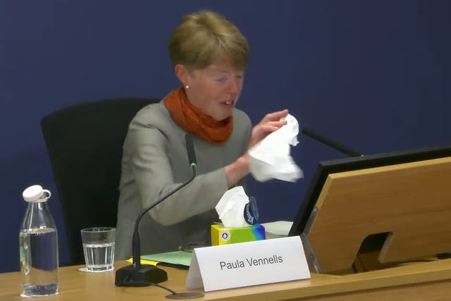 Paula Vennells appeared to break down in tears twice during her evidence (Post Office Horizon IT inquiry/PA)