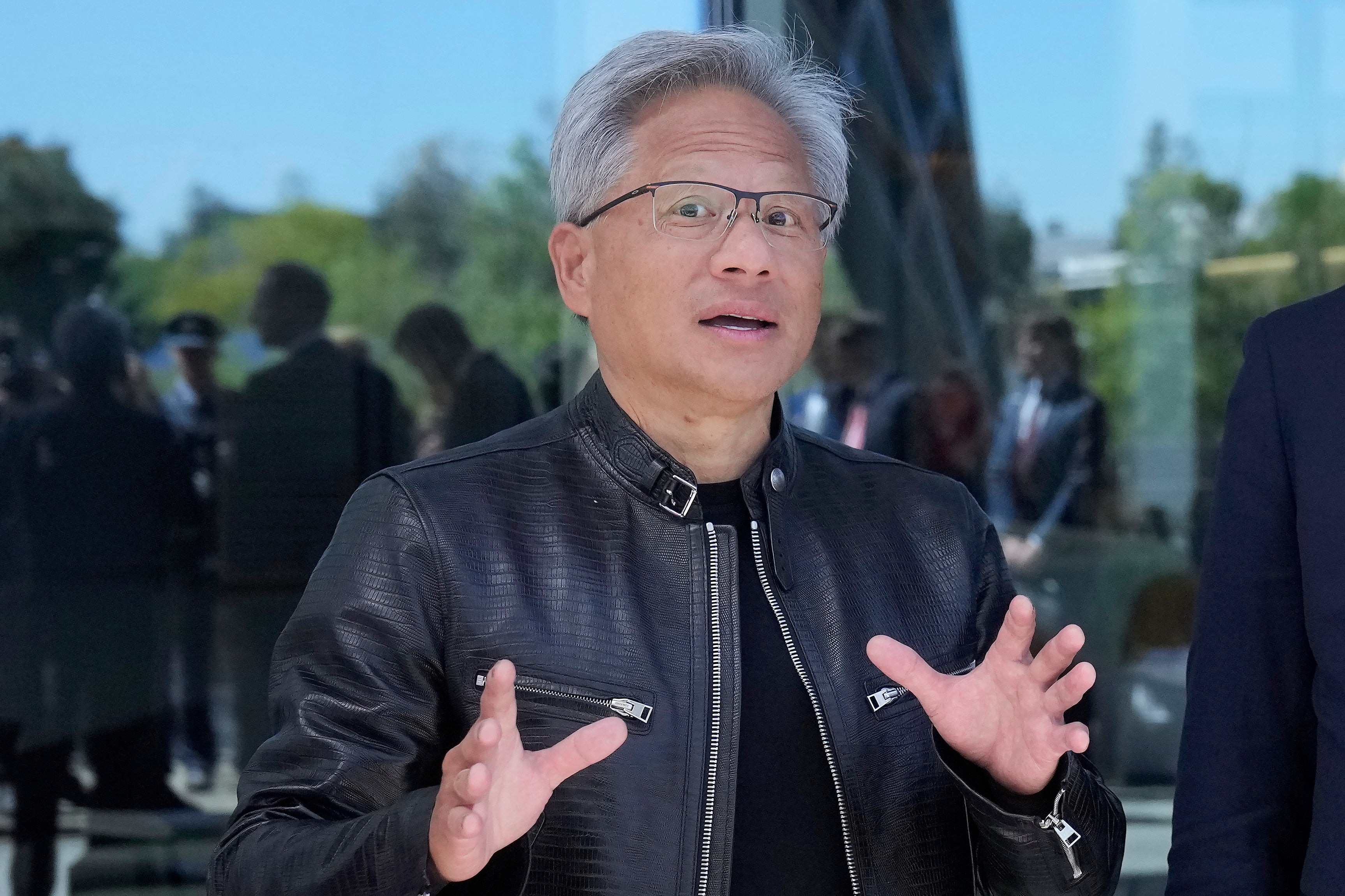 Jen-hsun Huang in his trademark black leather jacket