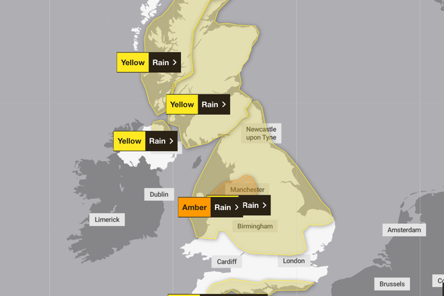 <p>The Met Office has posted multiple warnings across much of the UK </p>