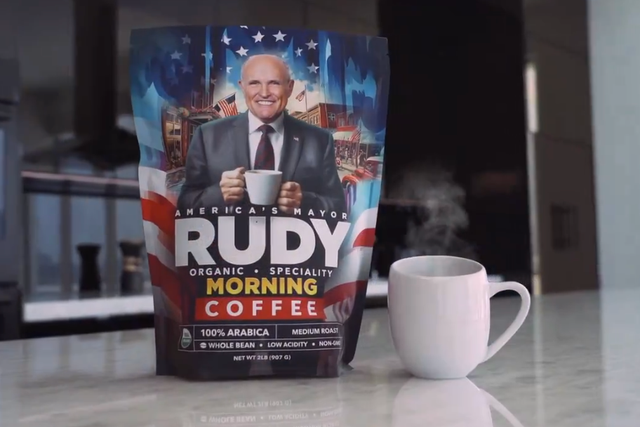 <p>Rudy Giuliani’s new coffee product, pictured, comes as he faces bankruptcy and a legal battle in Arizona</p>