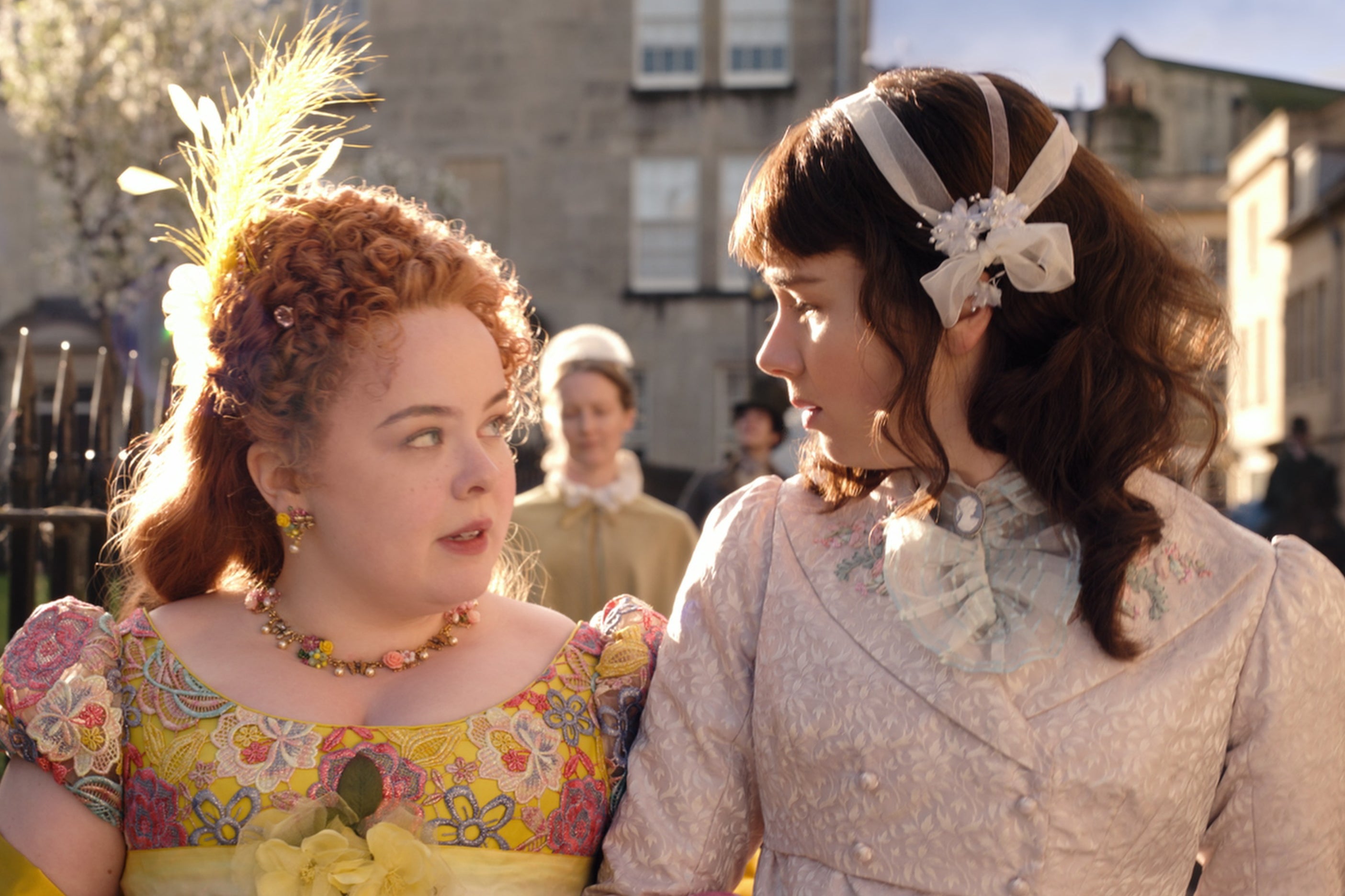 Friends to rivals: Penelope (Nicola Coughlan) and Eloise (Claudia Jessie) in ‘Bridgerton’