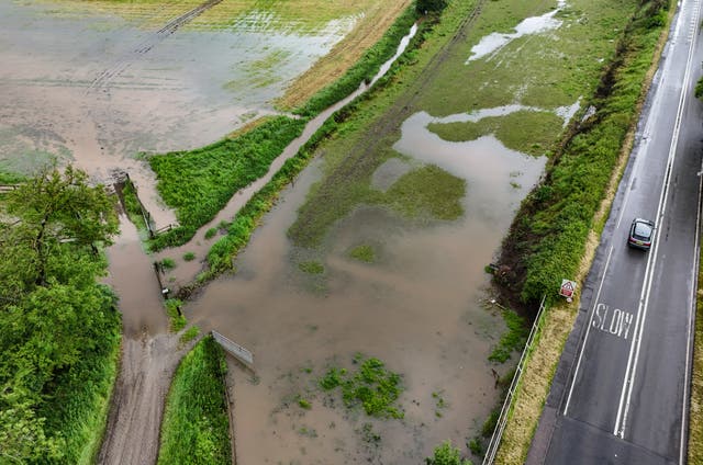 <p>Flooded fields in Warwickshire</p>