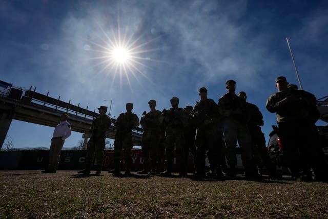 <p>Members of the National Guard at the US-Mexico border </p>