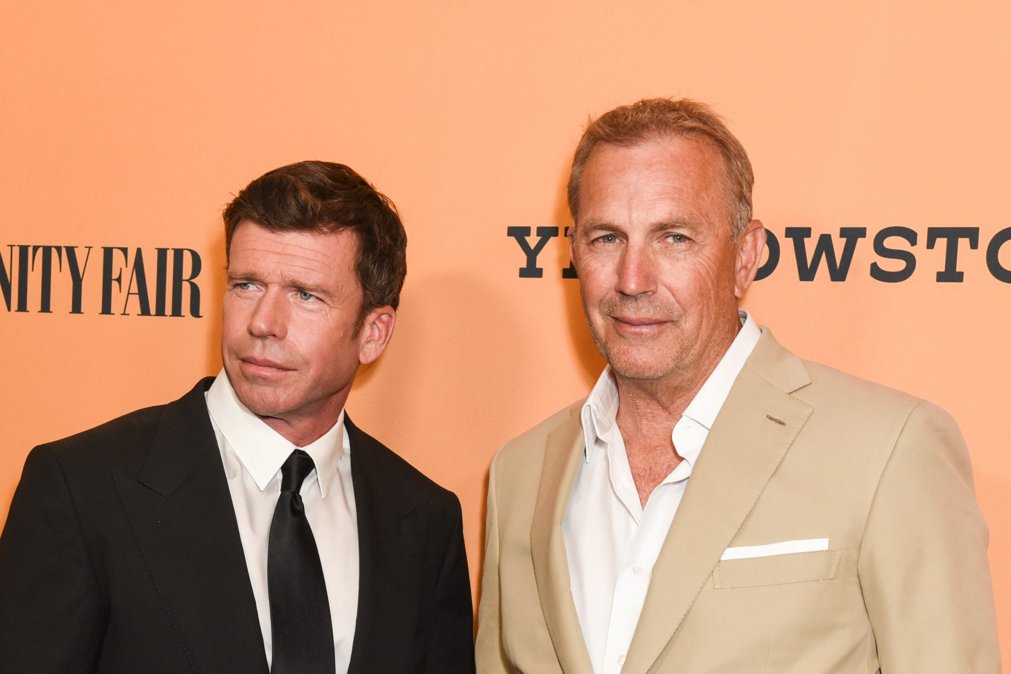 Taylor Sheridan is pictured in 2018 with Yellowstone heavyweight Kevin Costner, who’s been written out of the show, which returned to screens this month