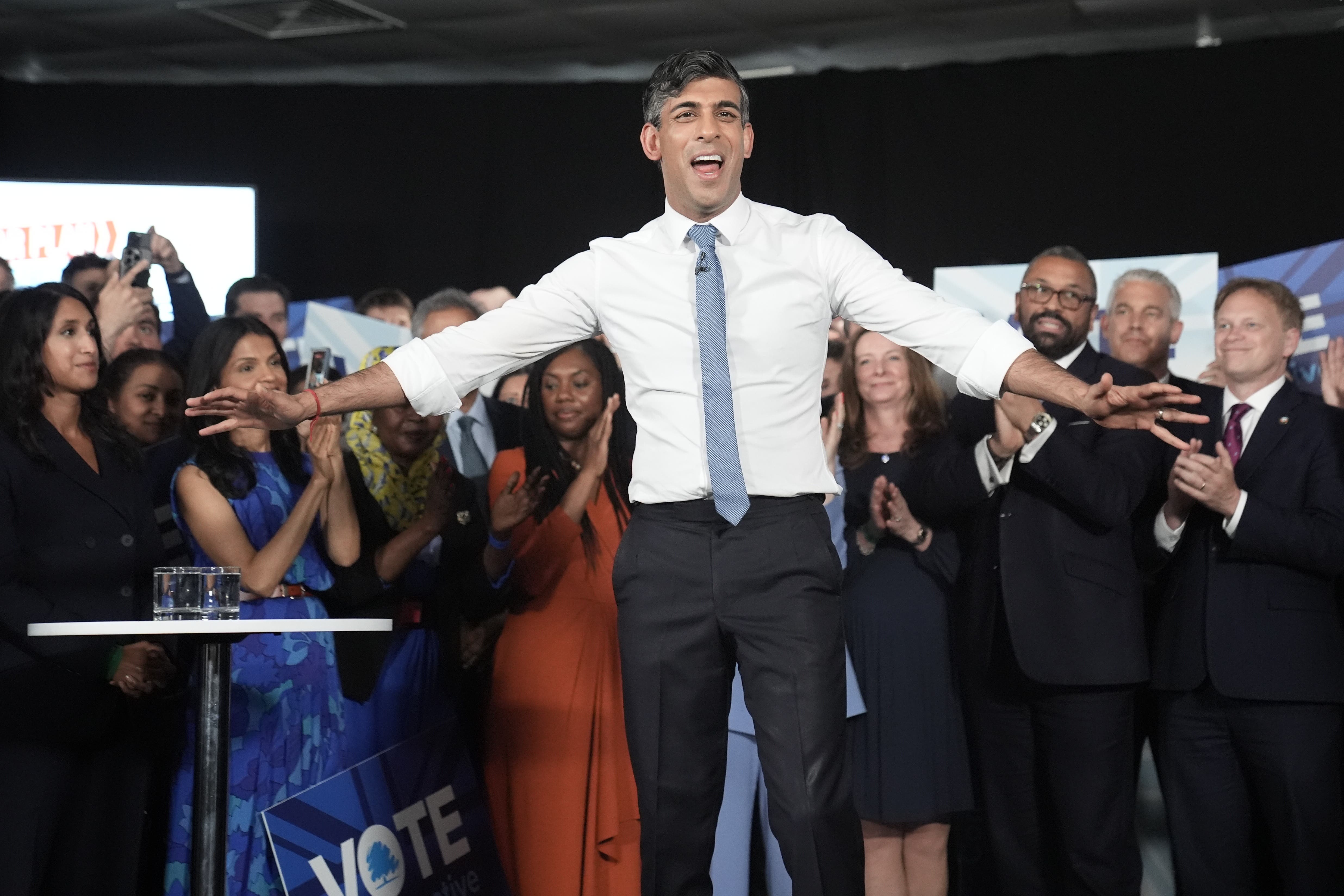 Prime Minister Rishi Sunak during a General Election campaign event at ExCeL London (Stefan Rousseau/PA)
