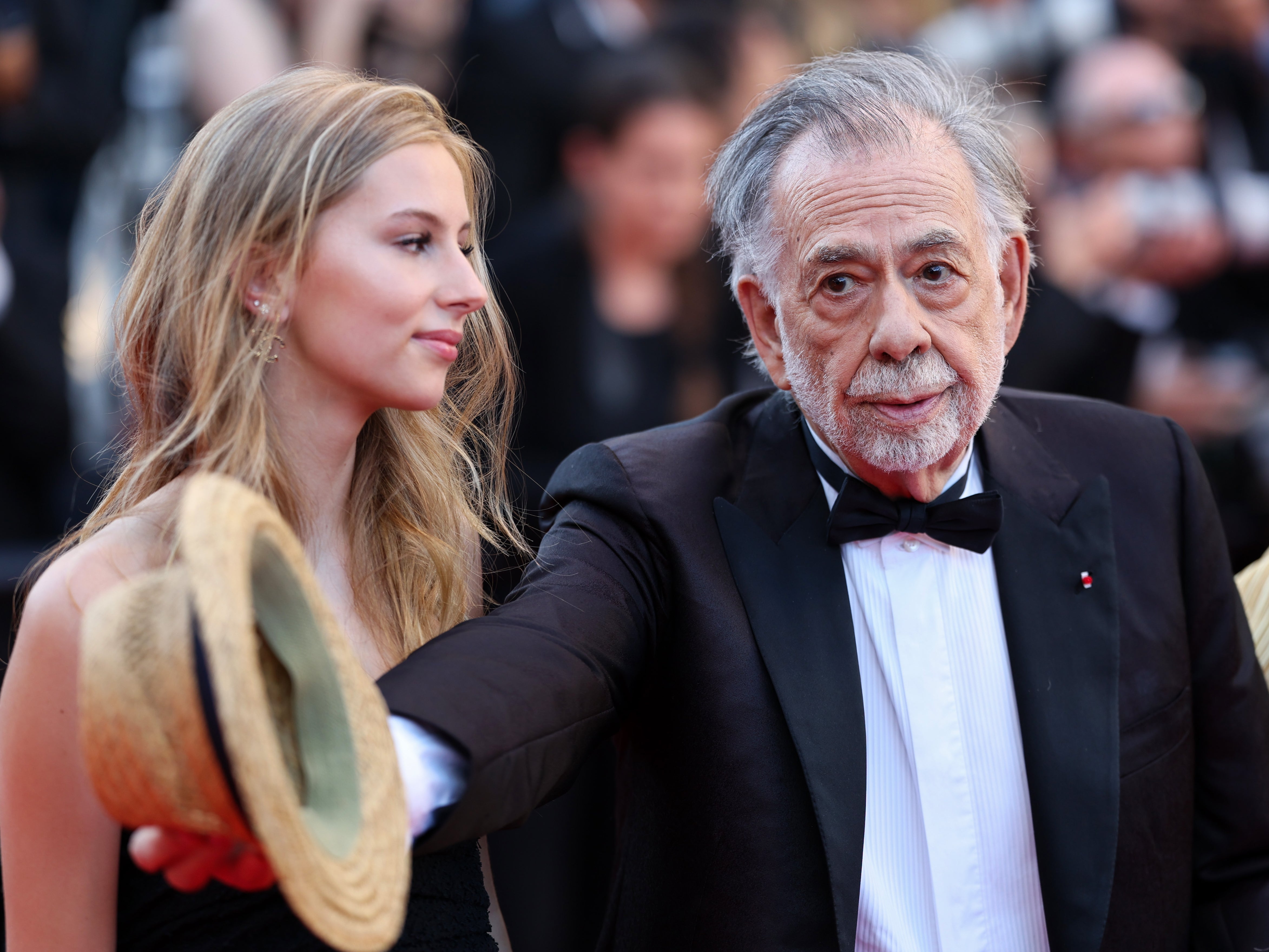 Romy Mars with her grandfather, Francis Ford Coppola, at Cannes Film Festival 2024