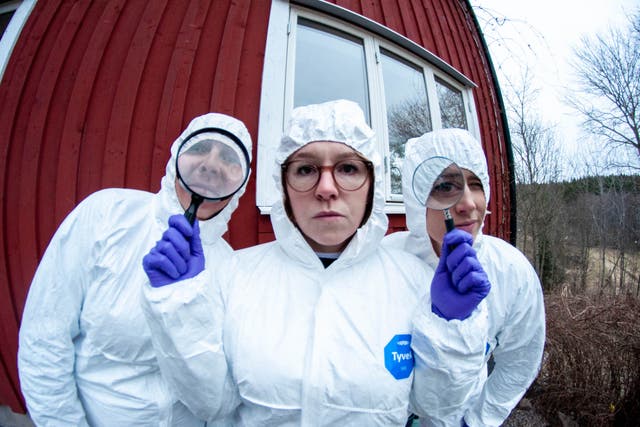 Co-hosts Helen McLaughlin, Karen Whitehouse and Lauren Kilby from Who Shat On The Floor At My Wedding? (Alexander Tengner/PA)