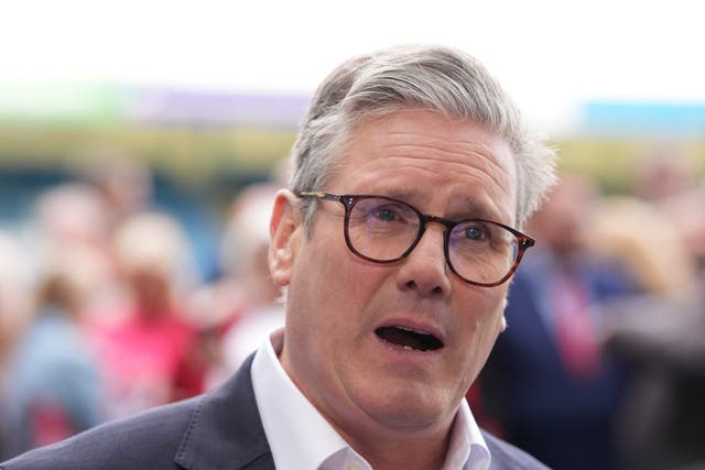 Labour Party leader Sir Keir Starmer during a visit to Gillingham Football club in Gillingham, Kent, while on the General Election campaign trail (Gareth Fuller/PA)