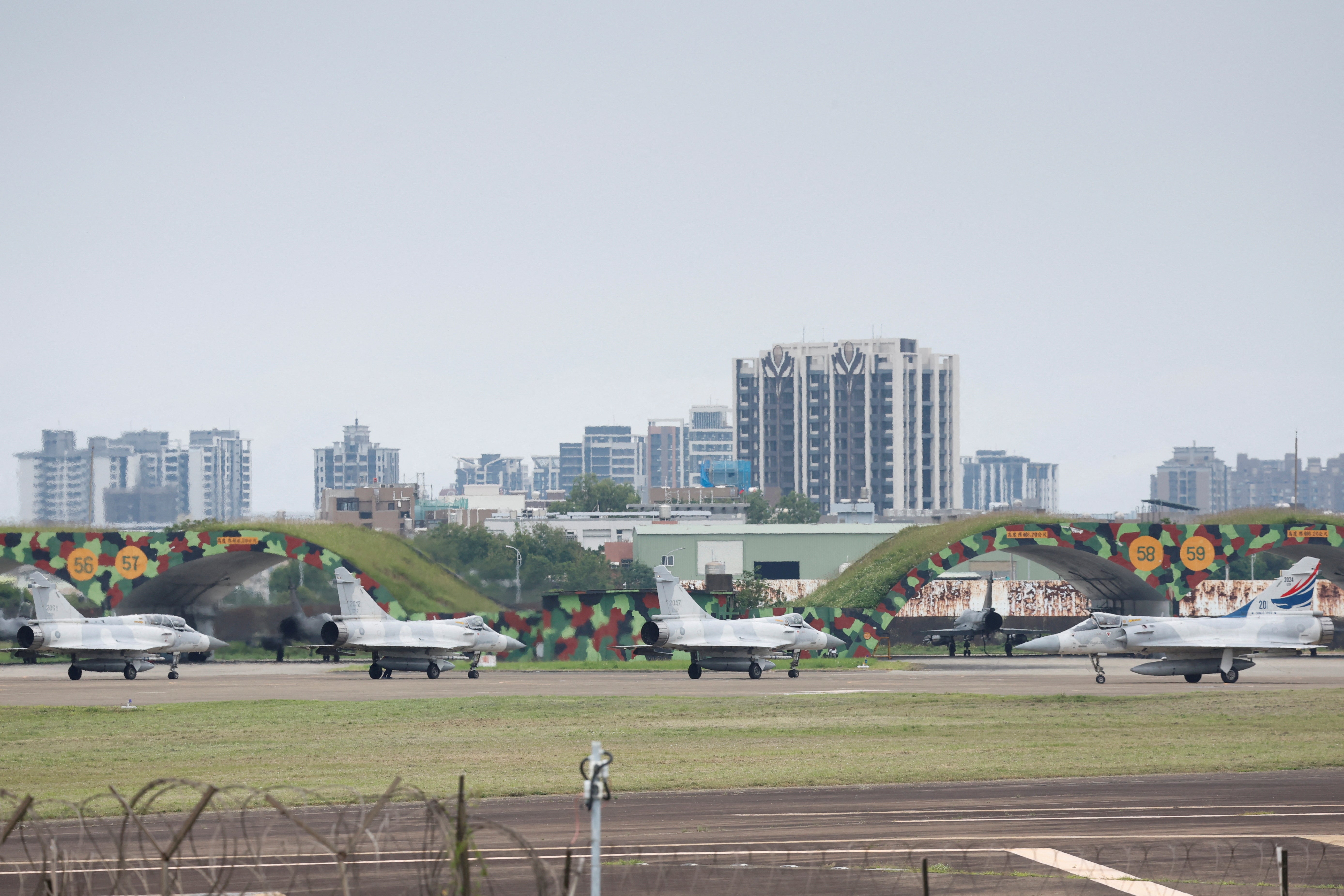 Mirage 2000-5 aircraft prepare to take off at Hsinchu air base in Taiwan