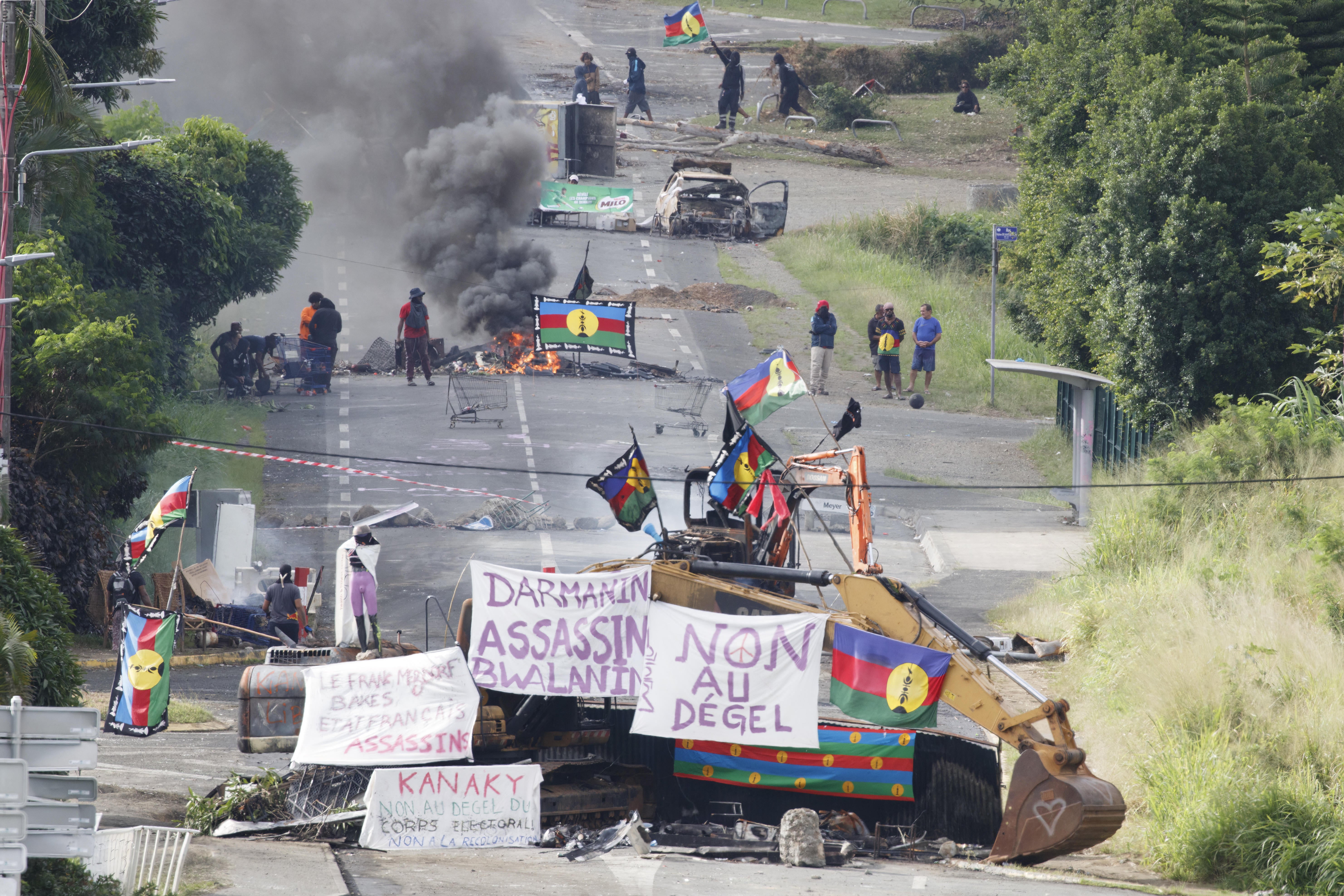 Protesters at a separatist roadblock in the French territory of New Caledonia on Wednesday