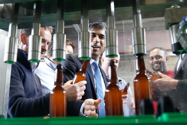<p>Prime minister Rishi Sunak made the gaffe will visiting a brewery in Barry, South Wales </p>