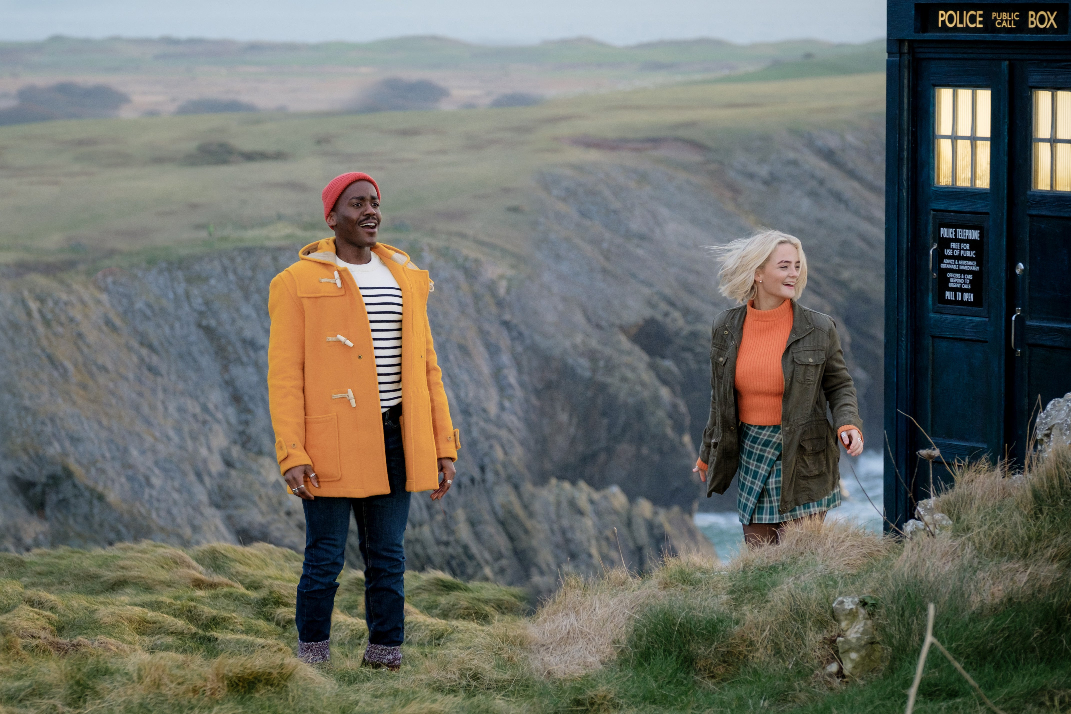 Gatwa and Gibson on a cliff edge in ‘Doctor Who'