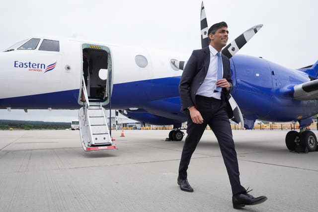 <p>Prime Minister Rishi Sunak arrives at Inverness airport on the general election campaign trail</p>