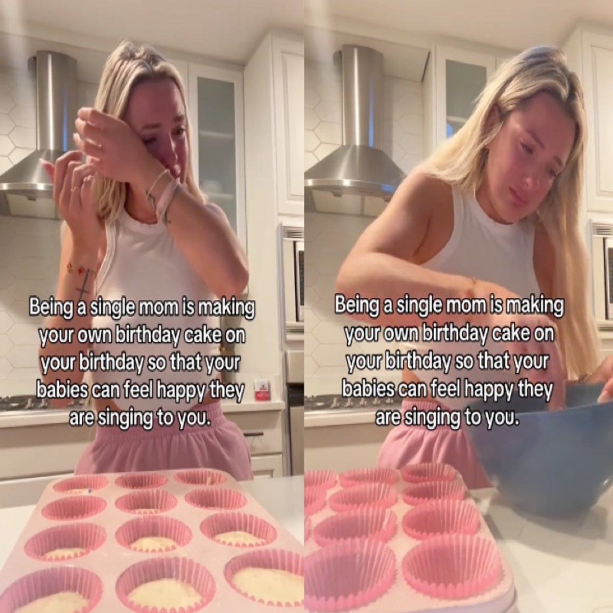 Single mother defended for crying over making her own birthday cake | The  Independent