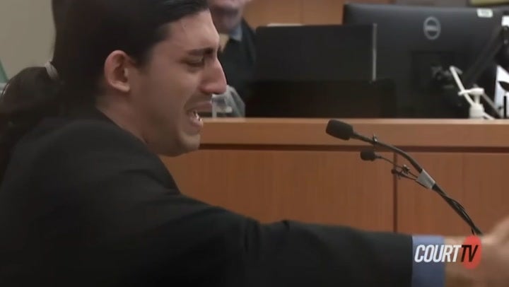 Ali Abulaban, 32, gave graphic testimony in his own trial on Tuesday, telling the court how he ‘snapped’ after finding his wife and another man ‘cuddling’ on the couch of her San Diego apartment