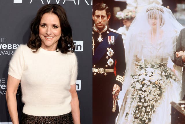 <p>Julia Louis-Dreyfus  wore a wedding dress inspired by Princess Diana’s </p>