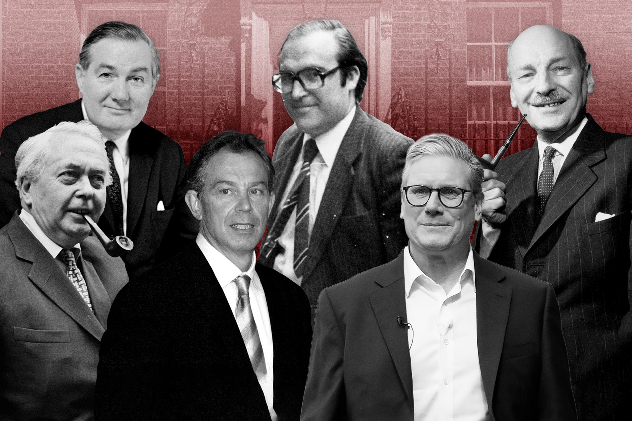 Labour leaders: (from left) Harold Wilson, James Callahan, Tony Blair, John Smith, Keir Starmer, Clement Attlee