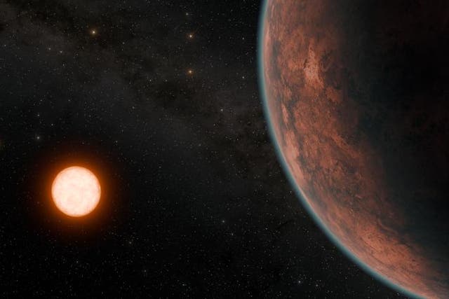 <p>Gliese 12 b, which orbits a cool, red dwarf star located just 40 light-years away, promises to tell astronomers more about how planets close to their stars retain or lose their atmospheres. In this artist’s concept, Gliese 12 b is shown retaining a thin atmosphere.</p>