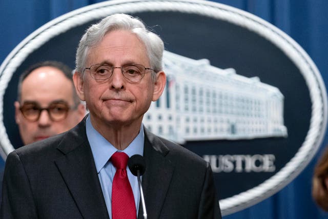 <p>Attorney General Merrick Garland speaks during a news conference at the Department of Justice headquarters in Washington, Thursday, 23 May 2024</p>