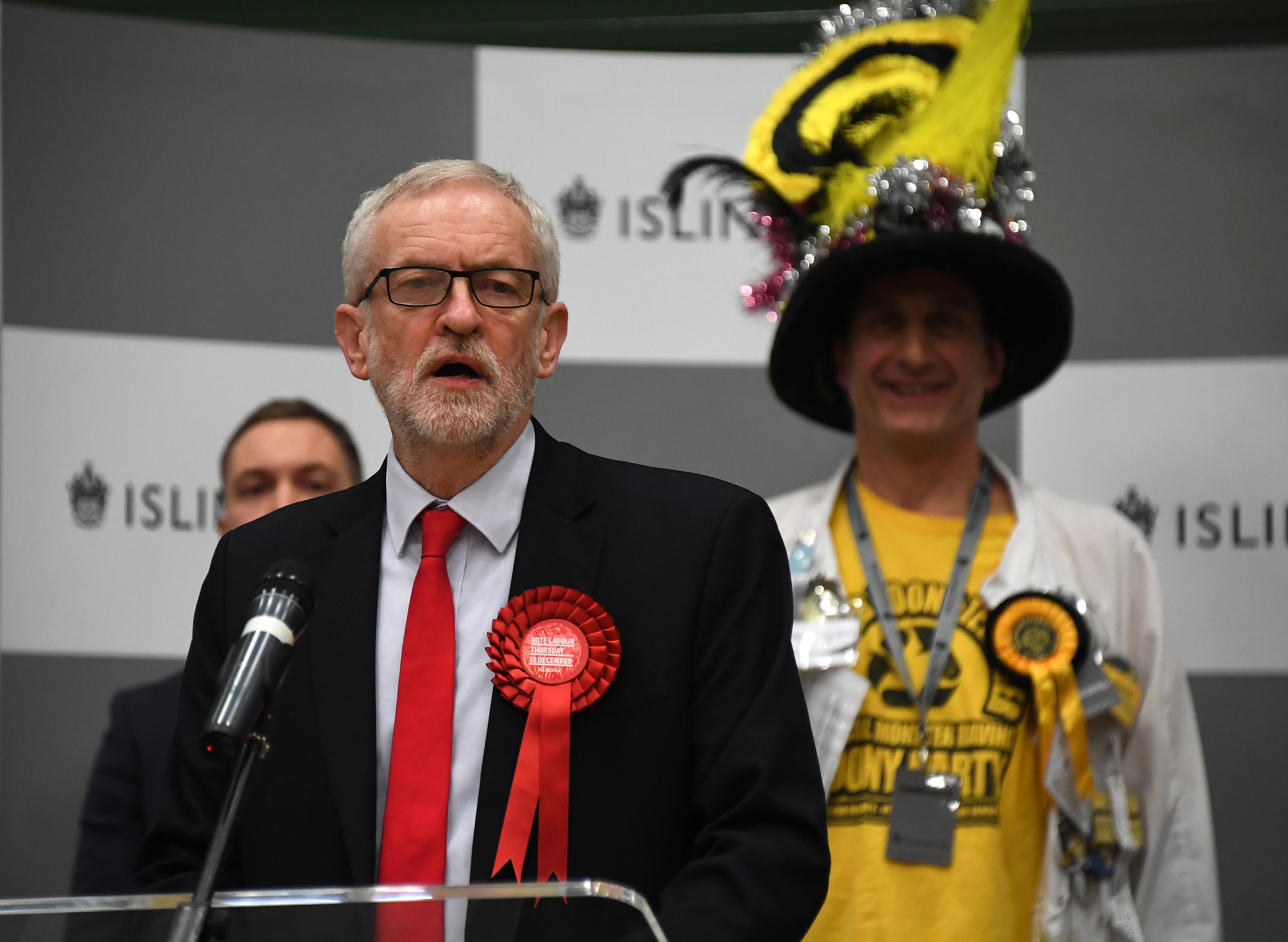 Corbyn pictured after winning the Islington North seat at the 2019 general election. He has held the seat since 1983