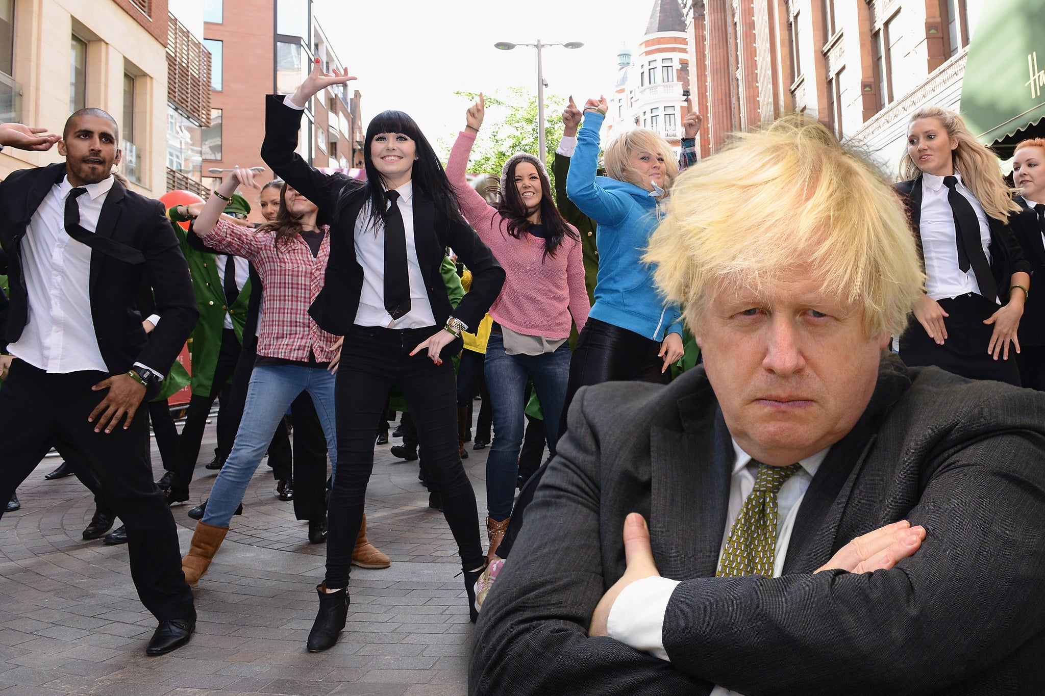 A London flash mob in 2013, and the former PM Boris Johnson – whose ban on booze on the London Underground may have kickstarted the demise