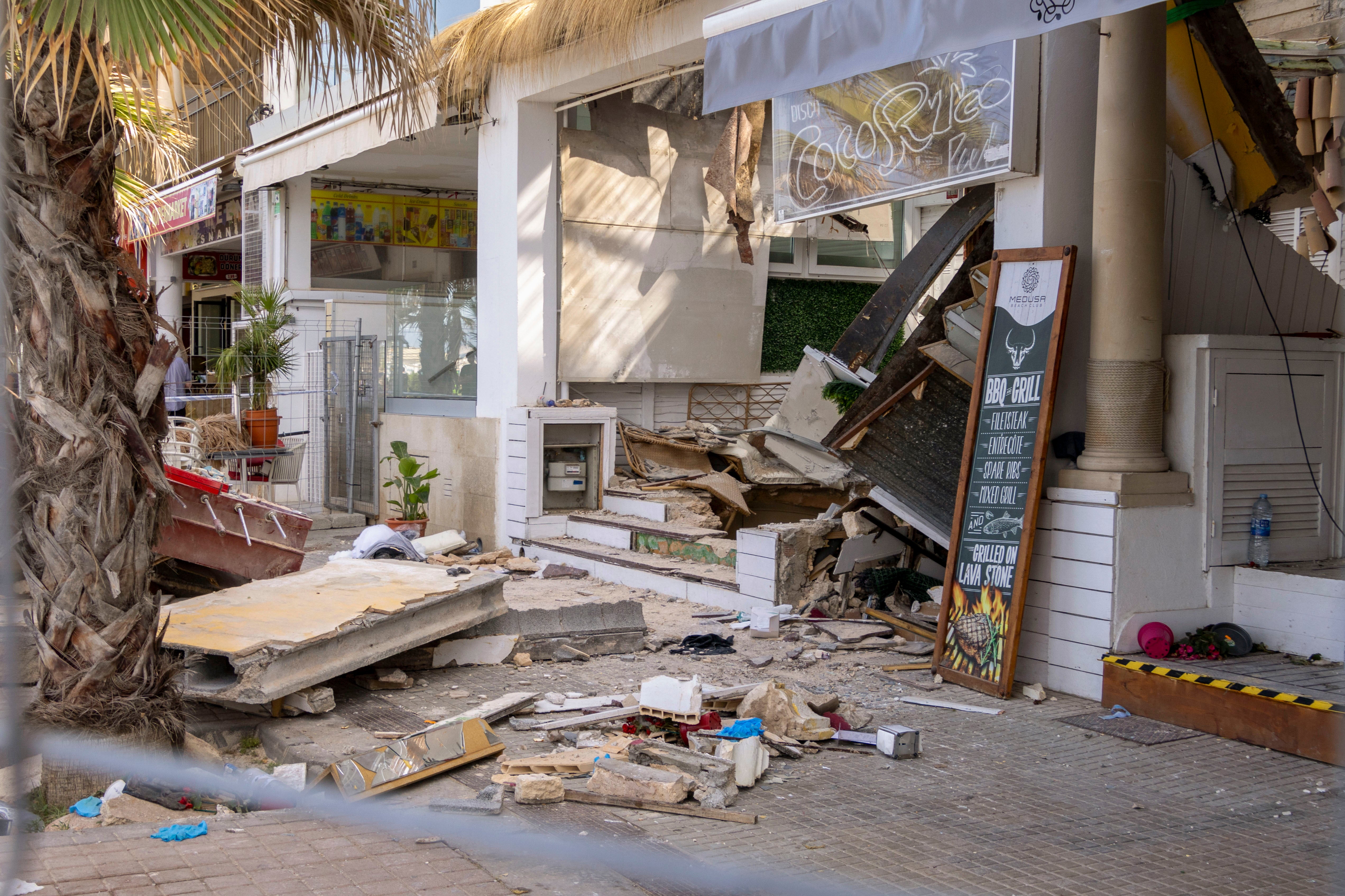 The collapsed restaurant at Playa de Palma beach in Palma de Mallorca
