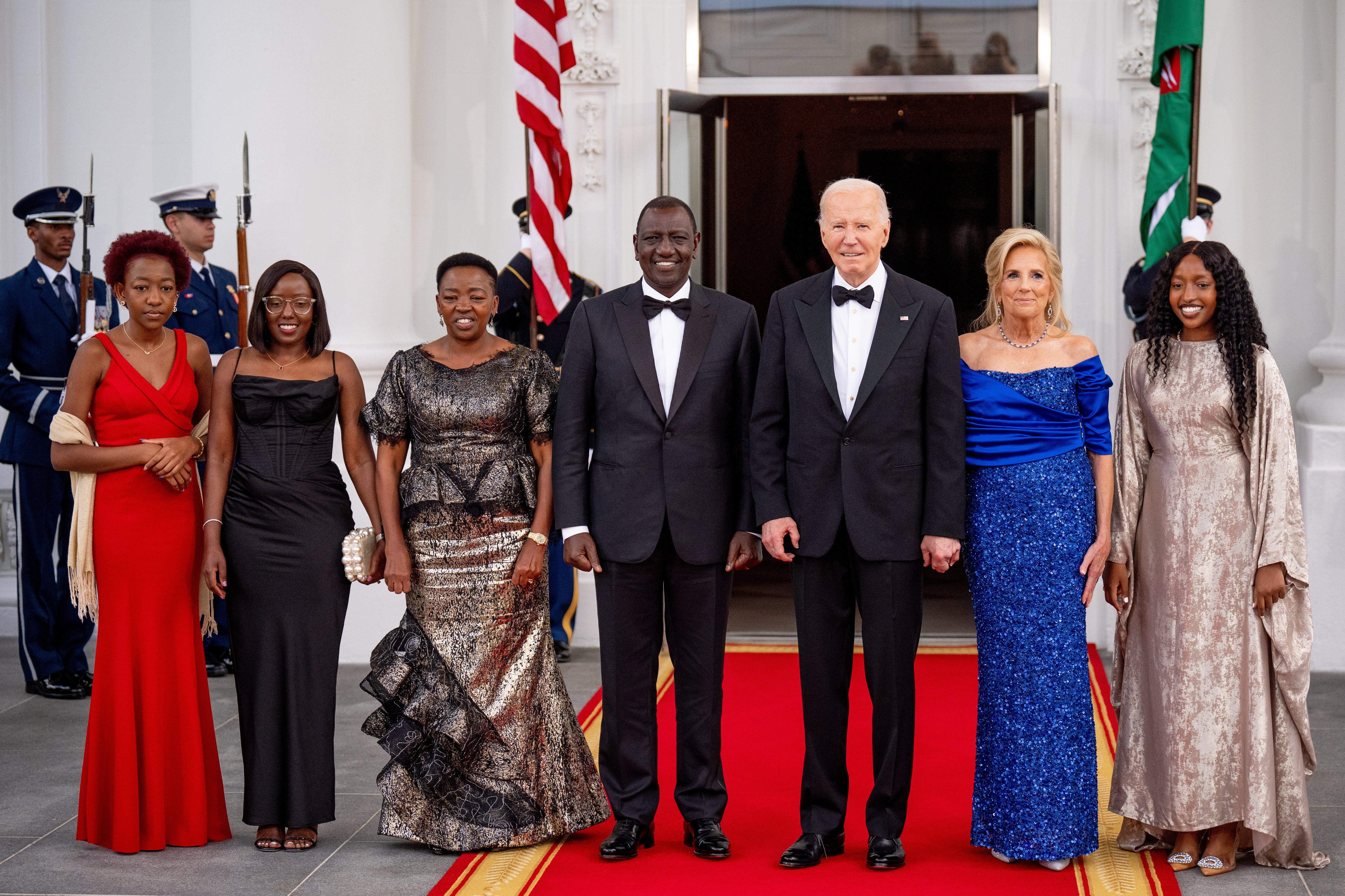 President Joe Biden and first lady Jill Biden with Kenyan President William Ruto, his wife Rachel Ruto and their children