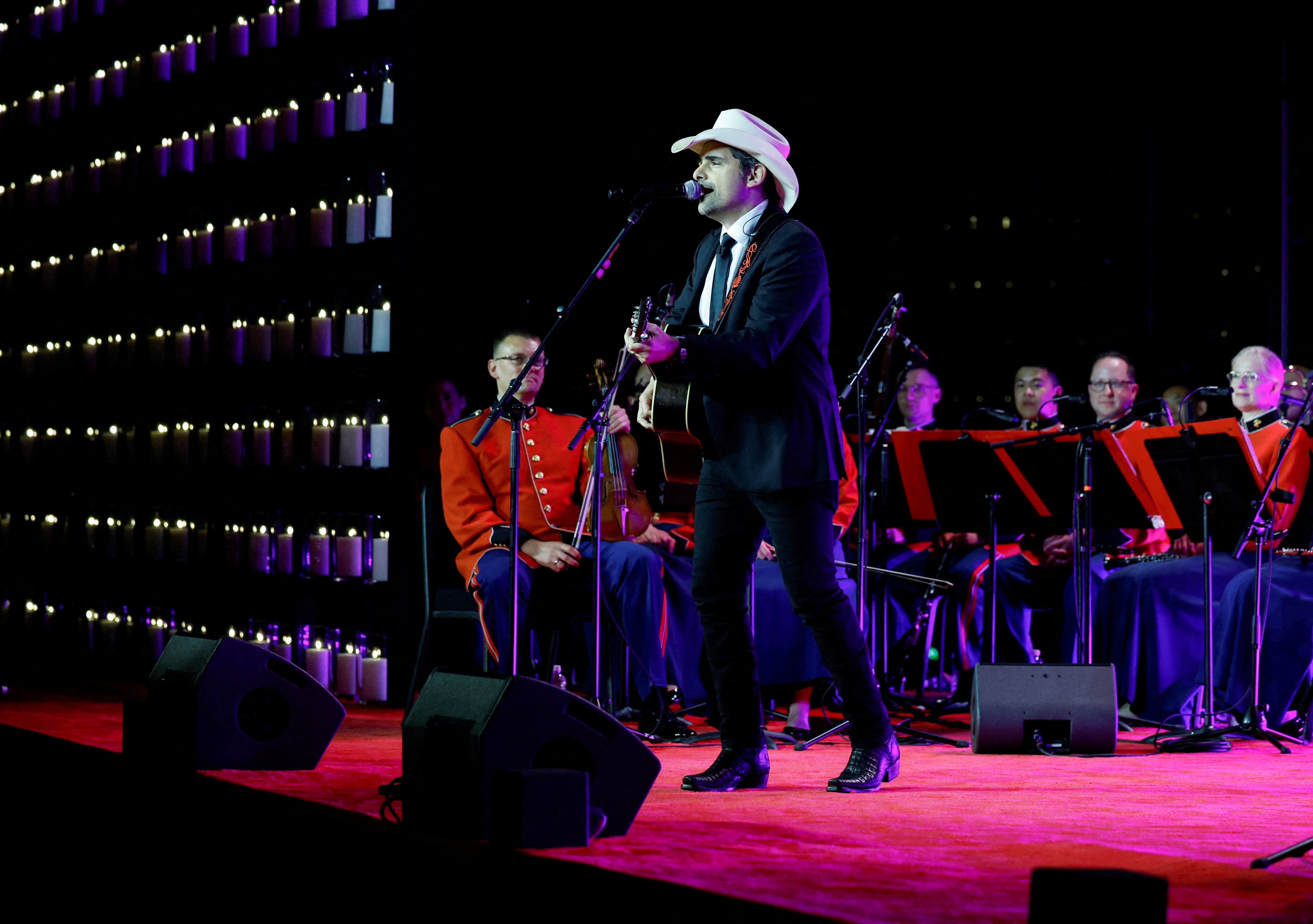 Singer Brad Paisley performs during the State Dinner at the White House on Thursday