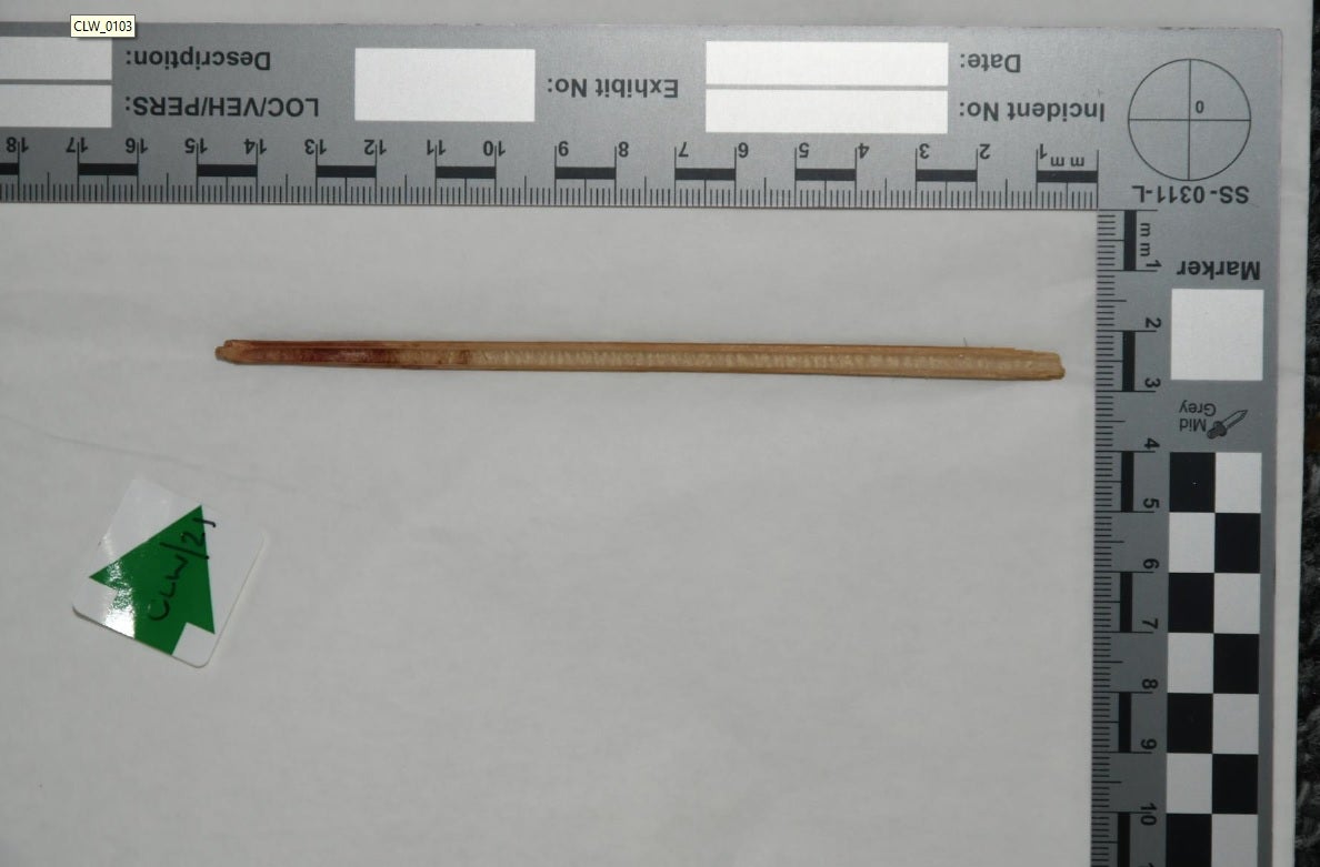 The cane used by Christina Robinson to discipline her son Dwelaniyah