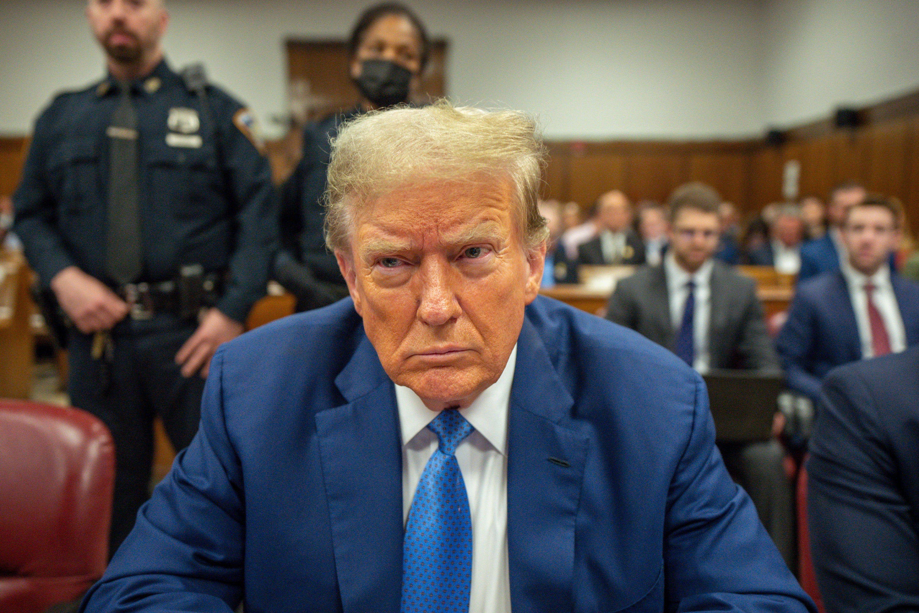 Donald Trump appears in court during his trial at Manhattan Criminal Court on 20 May