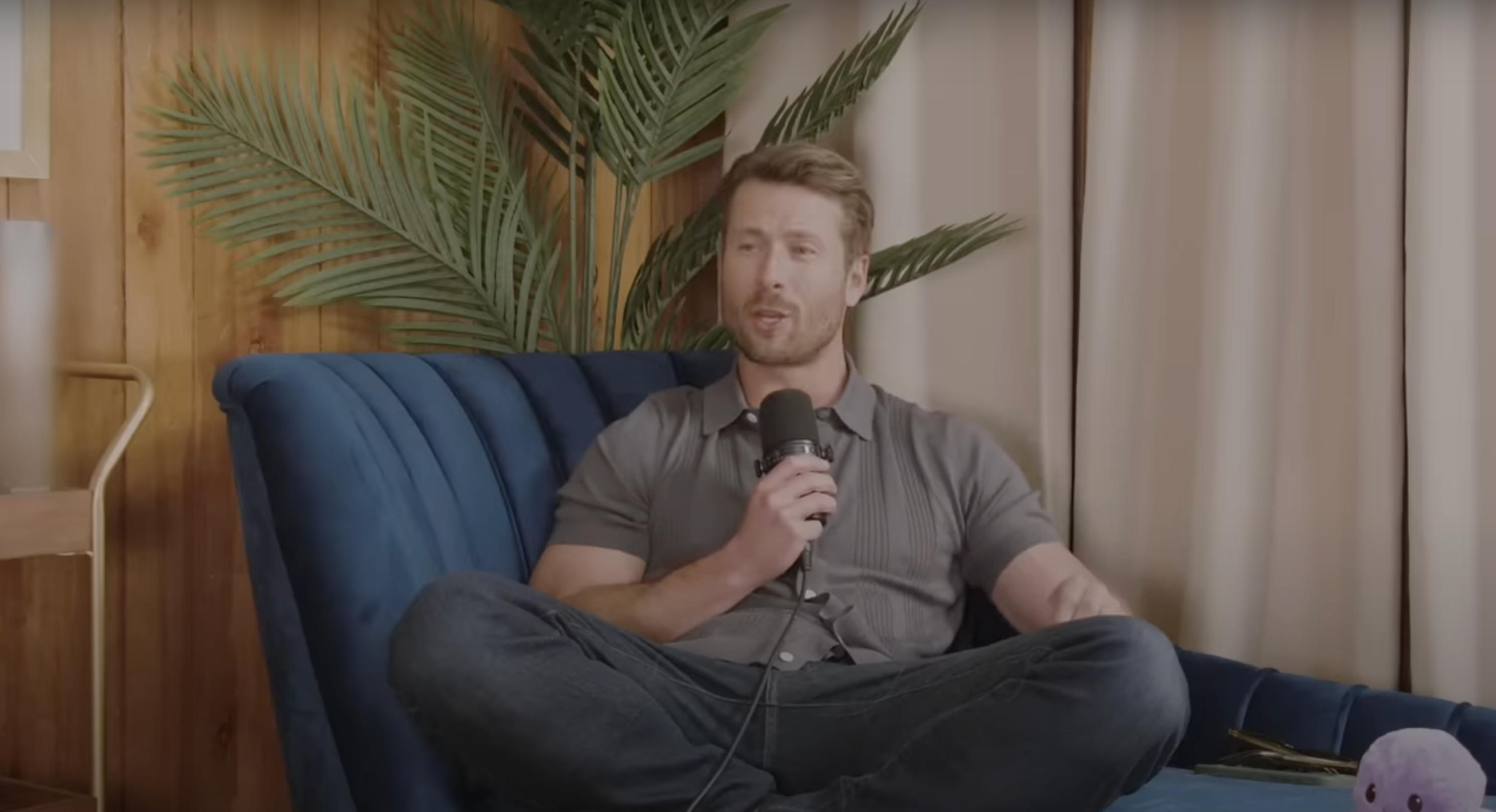 Glen Powell speaking on the ‘Therapuss with Jake Shane’ podcast