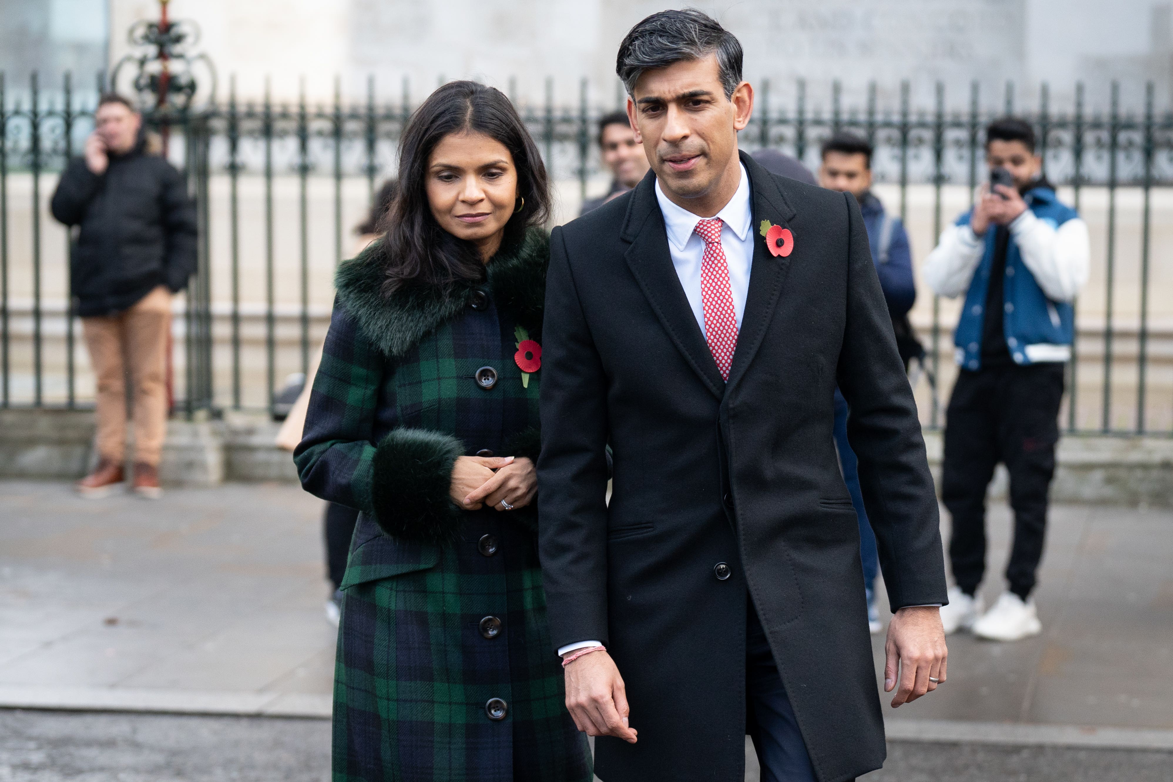 Prime Minister Rishi Sunak’s wife Akshata Murty is the daughter of the man who founded Infosys (Stefan Rousseau/PA)