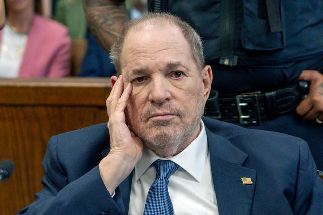 <p>Harvey Weinstein appears at Manhattan criminal court for a preliminary hearing on May 1, 2024, in New York</p>