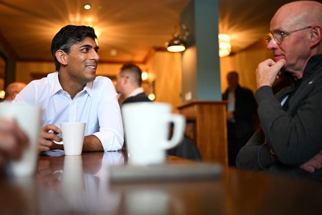 Prime Minister Rishi Sunak meeting veterans at a community breakfast in his constituency in Northallerton, North Yorkshire, while on the General Election campaign trail. Picture date: Saturday May 25, 2024.